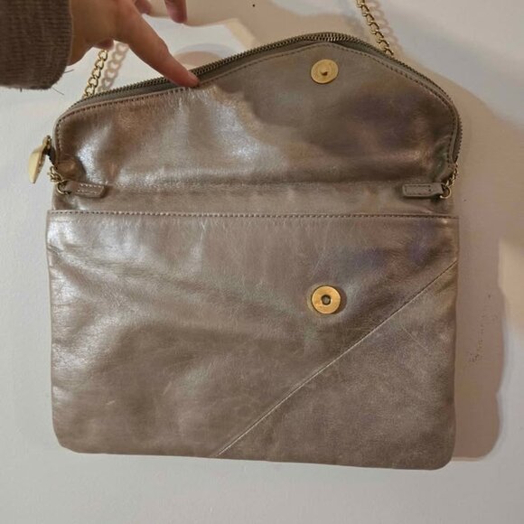 HOBO Daria Leather Shoulder Bag/Clutch in Bronze - Picture 5 of 10